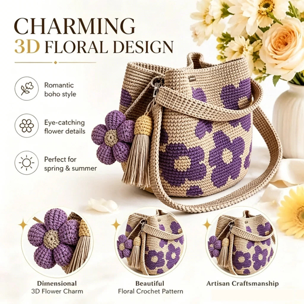 Handgehäkelte Handtasche – Unikat im Boho-Stil